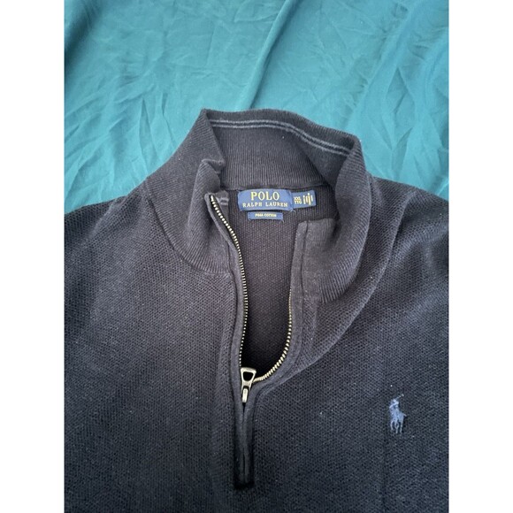 Polo Ralph Lauren Mens XXL Navy Pullover Quarter 1/4 Zip Cotton Sweater - Picture 4 of 8